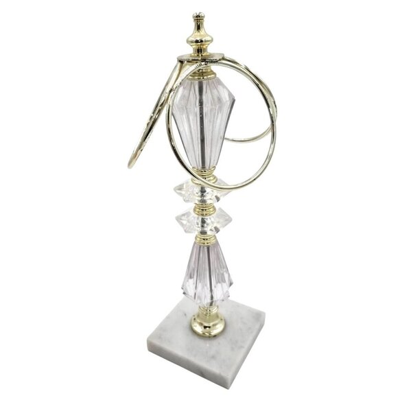 Lucite & Marble 3-Ring Towel Holder With Gold Accents Elegant Bathroom Accessory - Picture 8 of 8